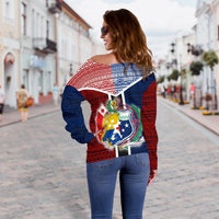 TokoUso Women's Off Shoulder Sweater A7 - Polynesian Pride