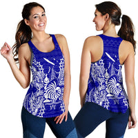 New Caledonia Polynesian Women Tank Top Map Blue - Polynesian Pride