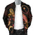 Chuuk Polynesian Men's Bomber Jacket - Turtle With Blooming Hibiscus Gold - Polynesian Pride