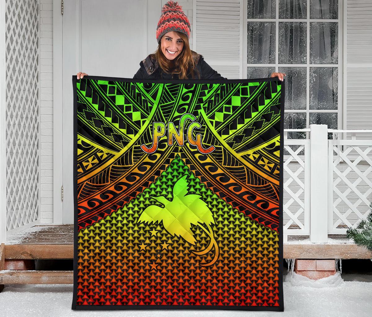 Polynesian Papua New Guinea Premium Quilt - Reggae Vintage Polynesian Patterns - Polynesian Pride