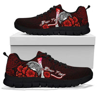 American Samoa Polynesian Custom Personalised Sneakers - Coat Of Arm With Hibiscus - Polynesian Pride