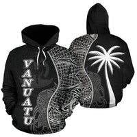 Vanuatu Polynesian Hoodie Coconut Tree Black Unisex Black - Polynesian Pride
