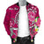 Tahiti Custom Personalised Men's Bomber Jacket - Turtle Plumeria (Pink) - Polynesian Pride