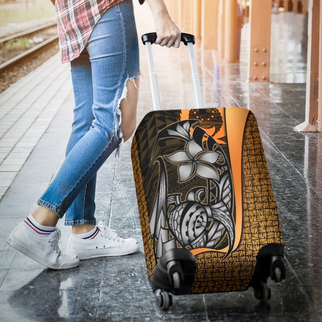Pohnpei Micronesian Luggage Covers Gold - Turtle With Hook - Polynesian Pride