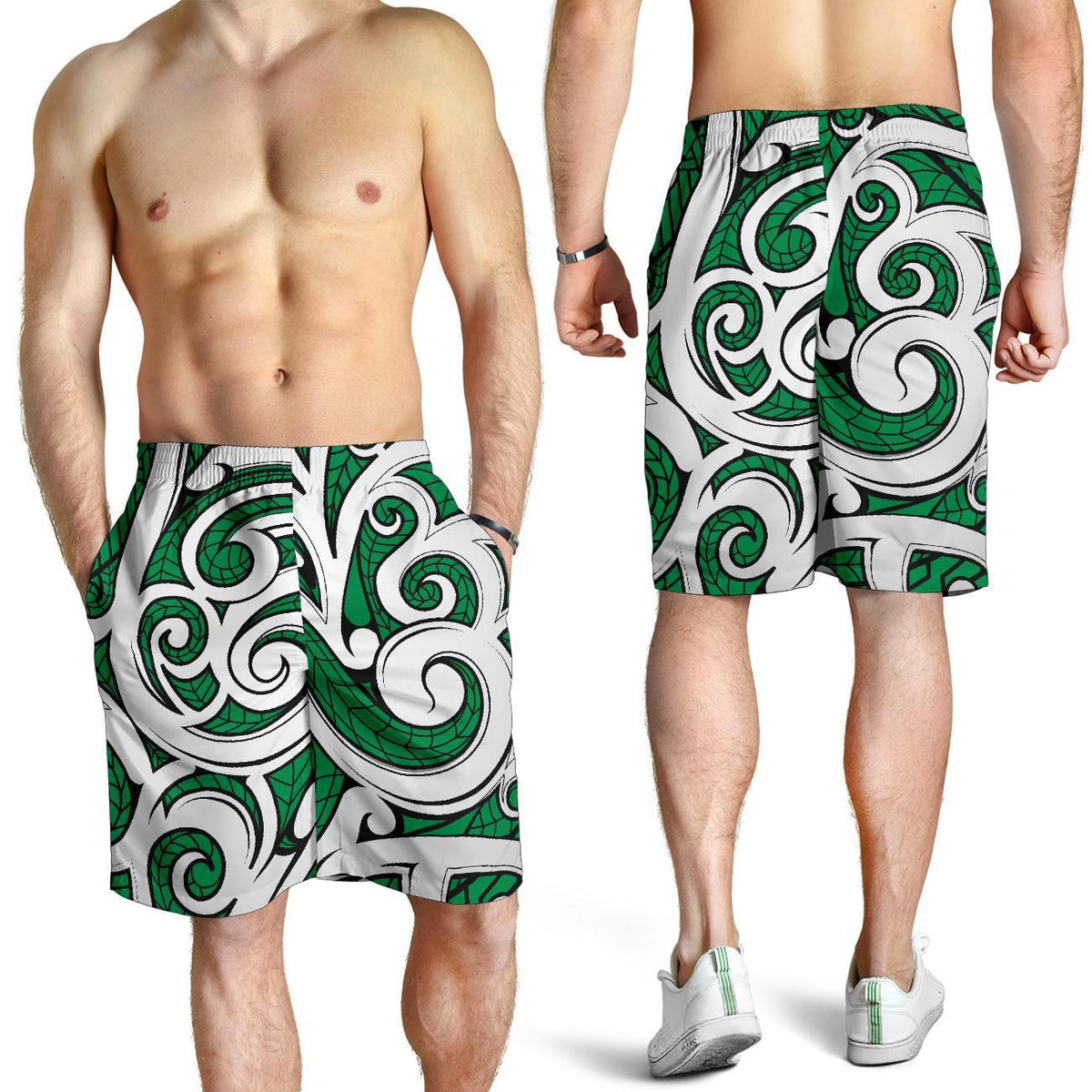 Polynesian Maori Ethnic Ornament Green Men's Short - Polynesian Pride