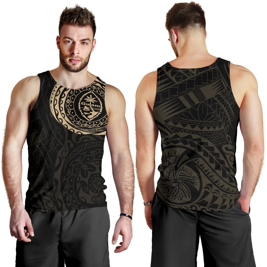 Guam Polynesian Tattoo Style Tank Top A7 Gold - Polynesian Pride