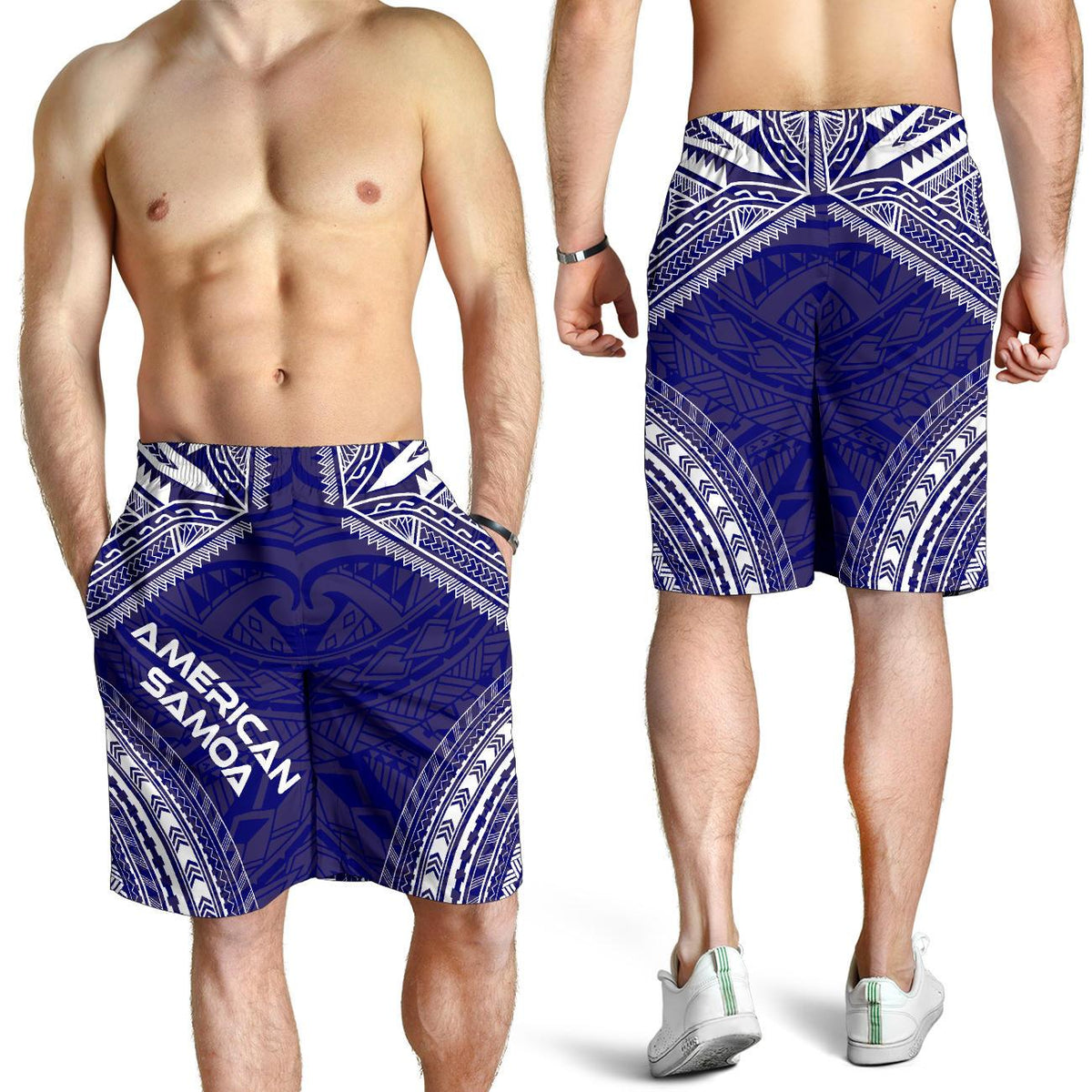 American Samoa Men's Shorts - Polynesian Chief Flag Version - Polynesian Pride