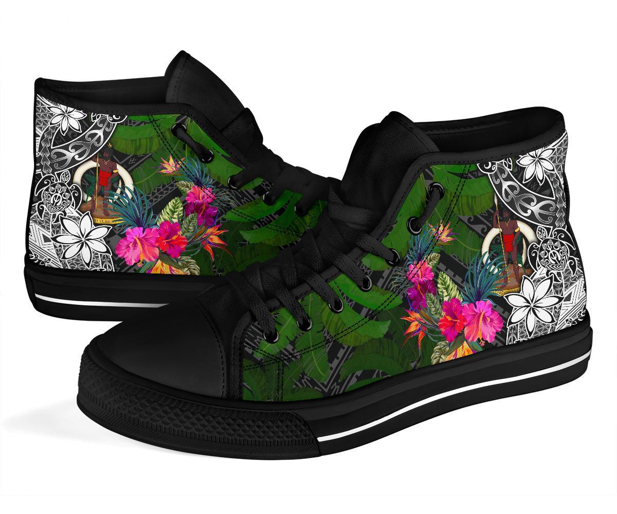Vanuatu High Top Shoes - Turtle Plumeria Banana Leaf - Polynesian Pride