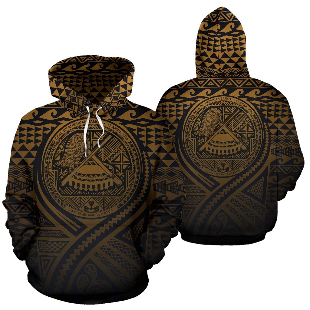 American Samoa All Over Hoodie Lift up Gold Unisex Gold - Polynesian Pride