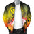 Polynesian Hawaii Men's Bomber Jacket - Kanaka Maoli Humpback Whale with Tropical Flowers (Yellow) - Polynesian Pride