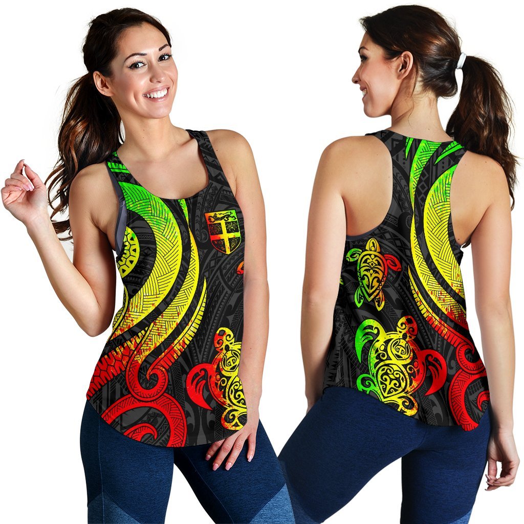 Fiji Polynesian Women Racerback Tank - Reggae Tentacle Turtle Art - Polynesian Pride