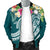 Marshall Islands Polynesian Men's Bomber Jacket - Summer Plumeria (Turquoise) - Polynesian Pride