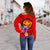 Hawaii Polynesian Custom Personalised Women's Off Shoulder Sweater - Floral With Seal Red - Polynesian Pride