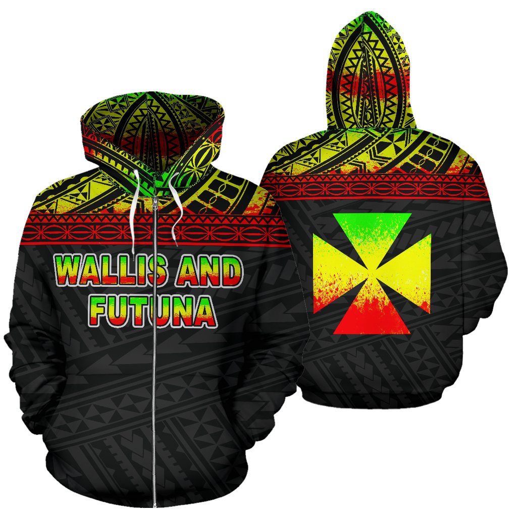 Wallis and Futuna Polynesian Zip up Hoodie Reggae Unisex Reggae - Polynesian Pride