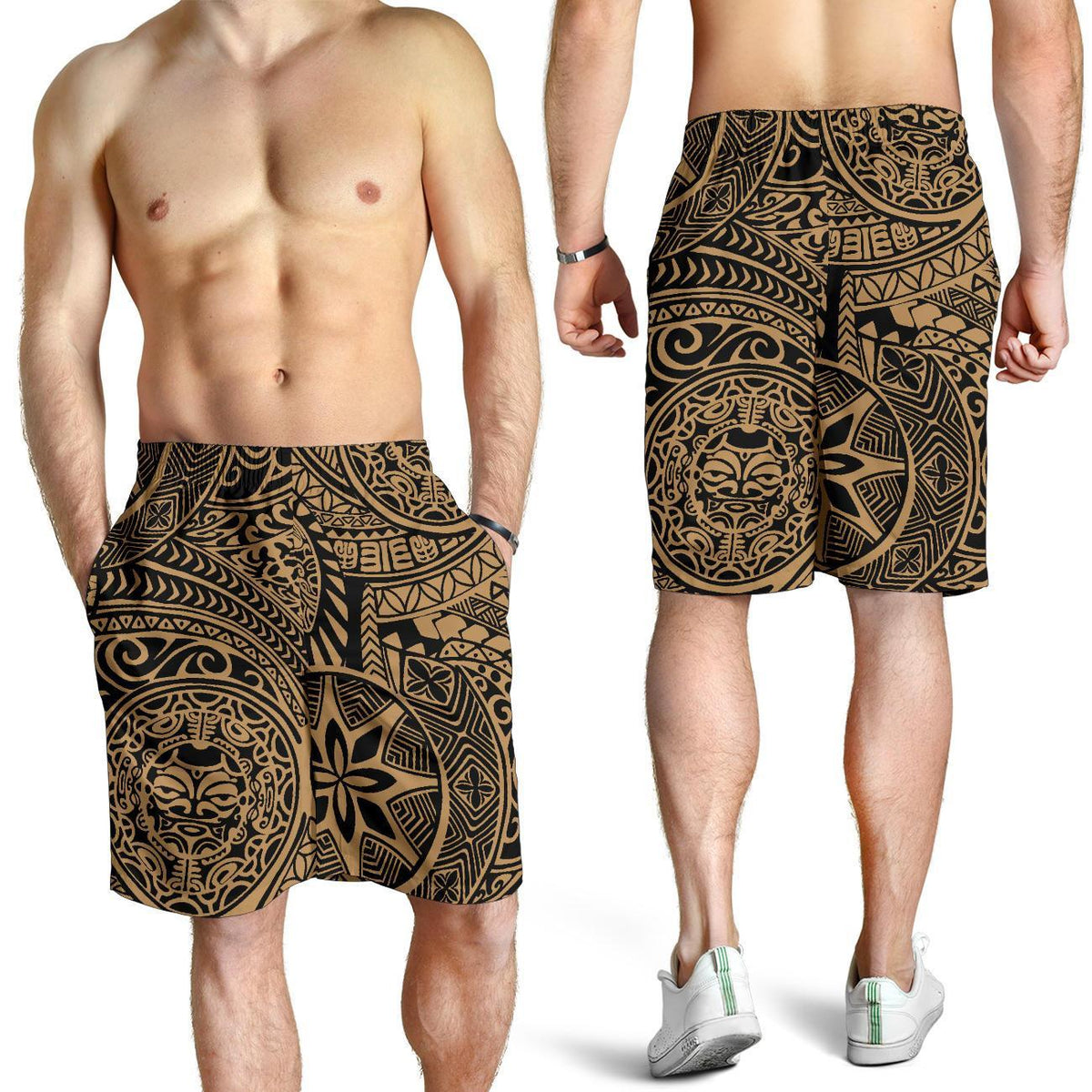 Polynesian Hawaiian Style Tribal Tattoo Gold Men's Short - Polynesian Pride