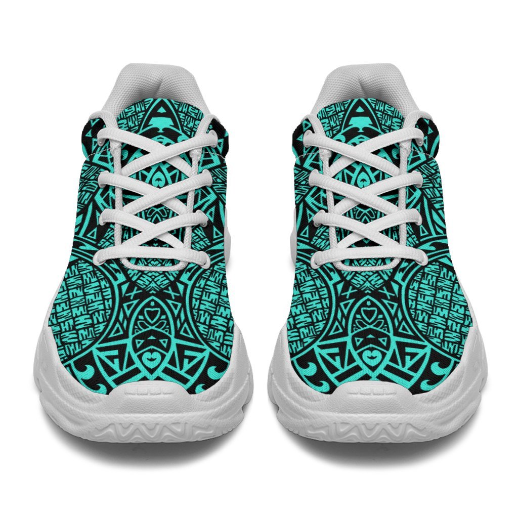 Polynesian Lauhala Mix Turquoise Chunky Sneakers - Polynesian Pride