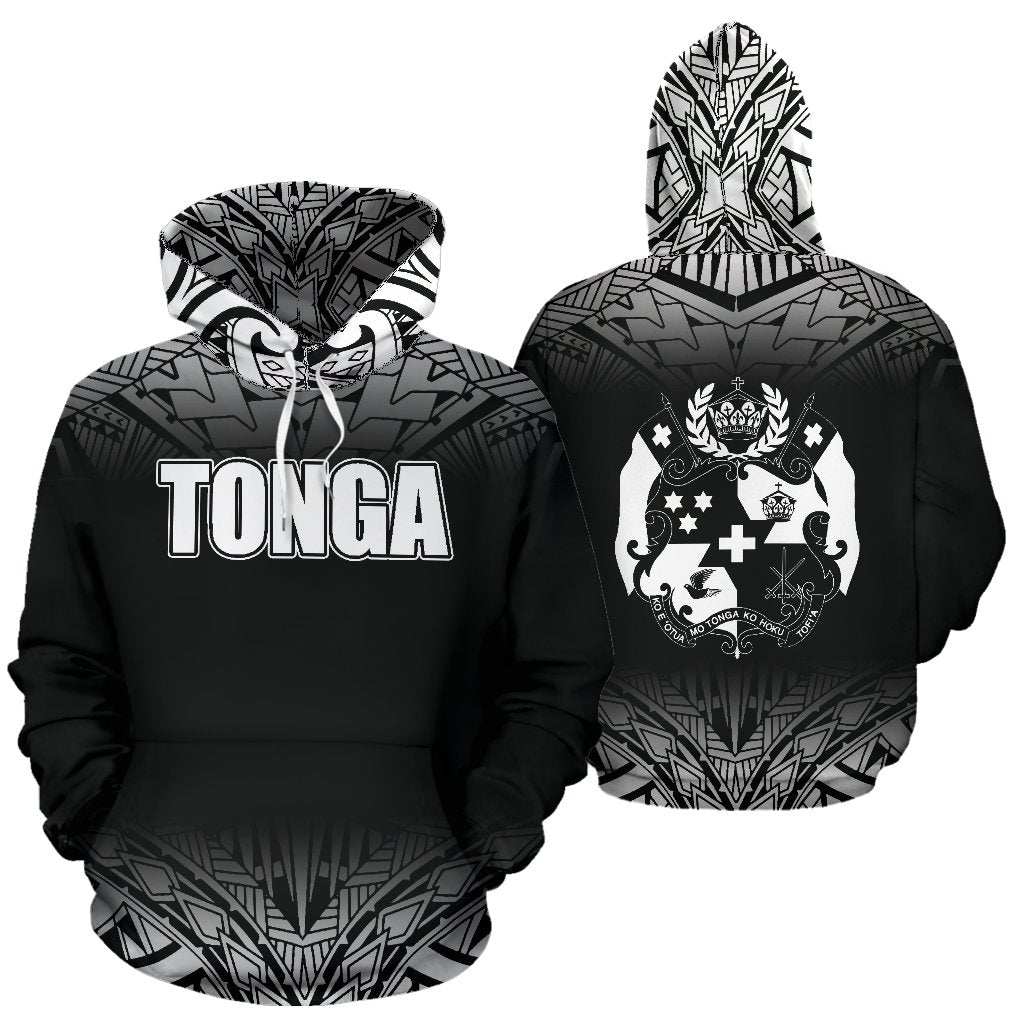 Tonga All Over Hoodie Fog Black Style Unisex Black - Polynesian Pride