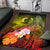 Vanuatu Custom Personalised Area Rug - Humpback Whale with Tropical Flowers (Yellow) - Polynesian Pride