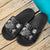 Nauru Slide Sandals - Turtle Hibiscus Pattern Black - Polynesian Pride