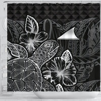Tokelau Shower Curtain Turtle Hibiscus Black - Polynesian Pride