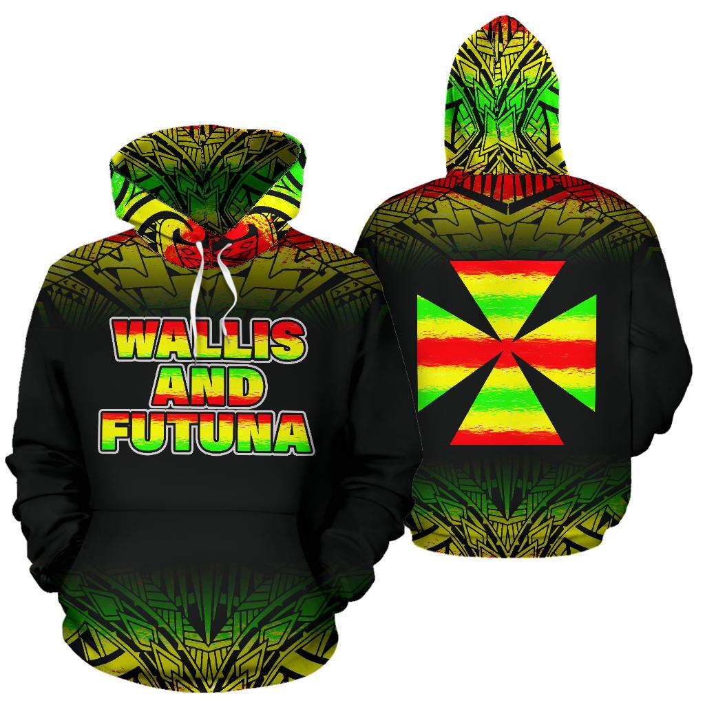 Wallis and Futuna All Over Hoodie Fog Reggae Style Unisex Reggae - Polynesian Pride