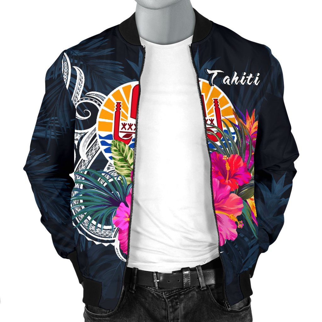 Tahiti Polynesian Men's Bomber Jacket - Tropical Flower - Polynesian Pride
