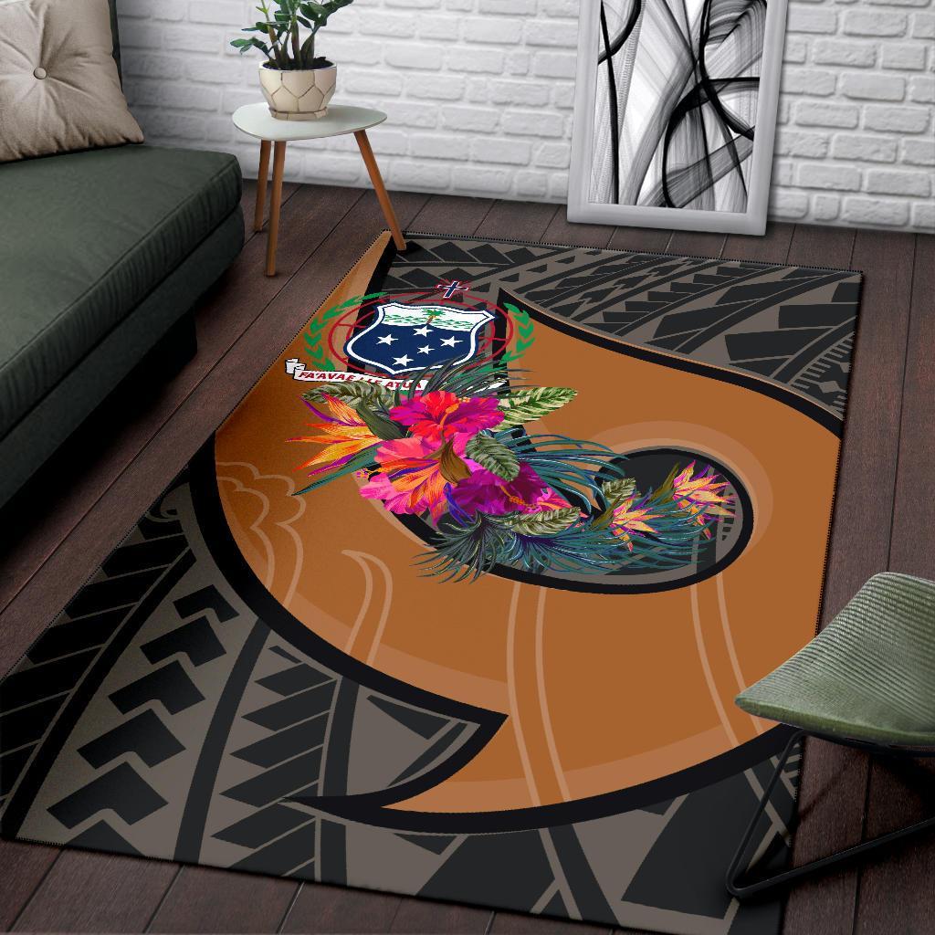 Samoa Area Rug - Polynesian Hook And Hibiscus (Nude) Nude - Polynesian Pride