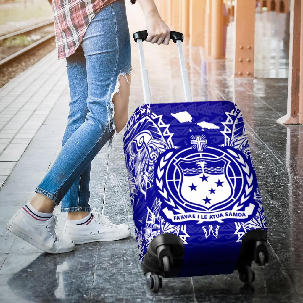 Samoa Polynesian Luggage Covers Map Blue - Polynesian Pride