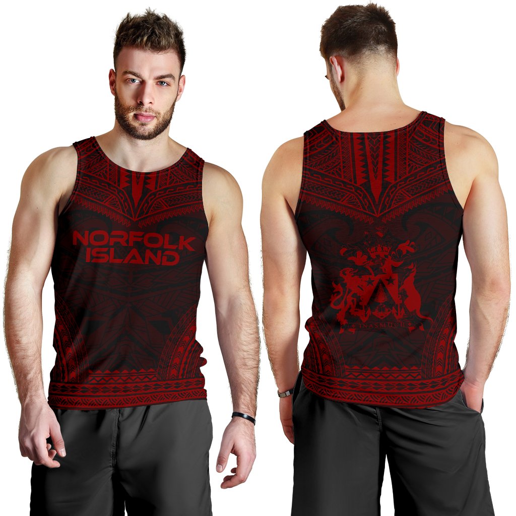 Norfolk Island Men's Tank Top - Polynesian Chief Red Version - Polynesian Pride