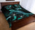 Pohnpei Polynesian Quilt Bed Set - Turtle With Blooming Hibiscus Turquoise - Polynesian Pride