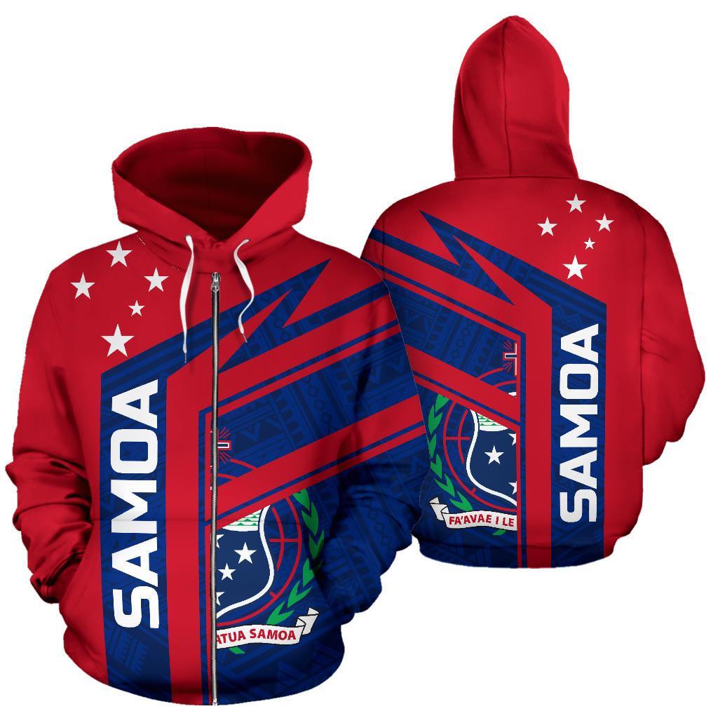 Samoa Air Zip up Hoodie Samoa Flag Coat of Arms TH0 Unisex Red - Polynesian Pride