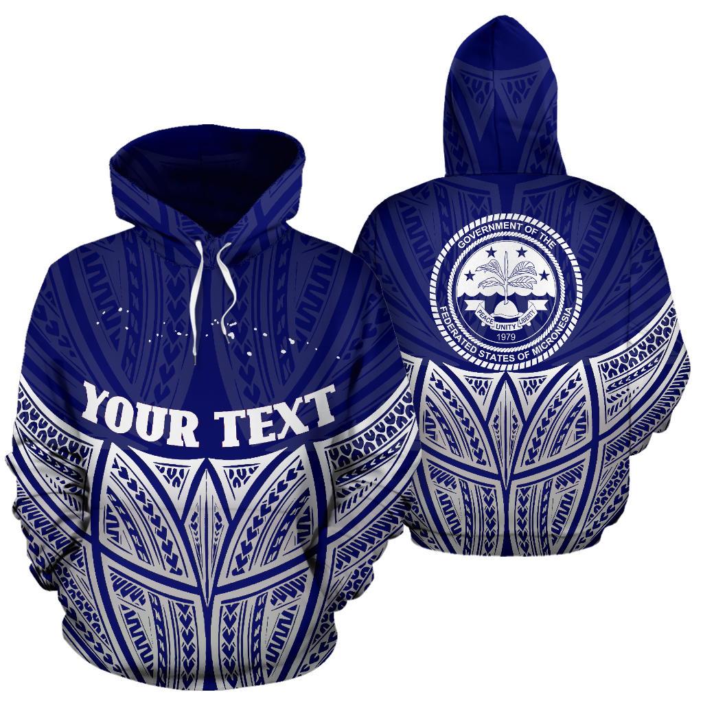 Federated States of Micronesia Polynesian Custom Hoodie Blue Pride Map nd Seal Unisex Blue - Polynesian Pride