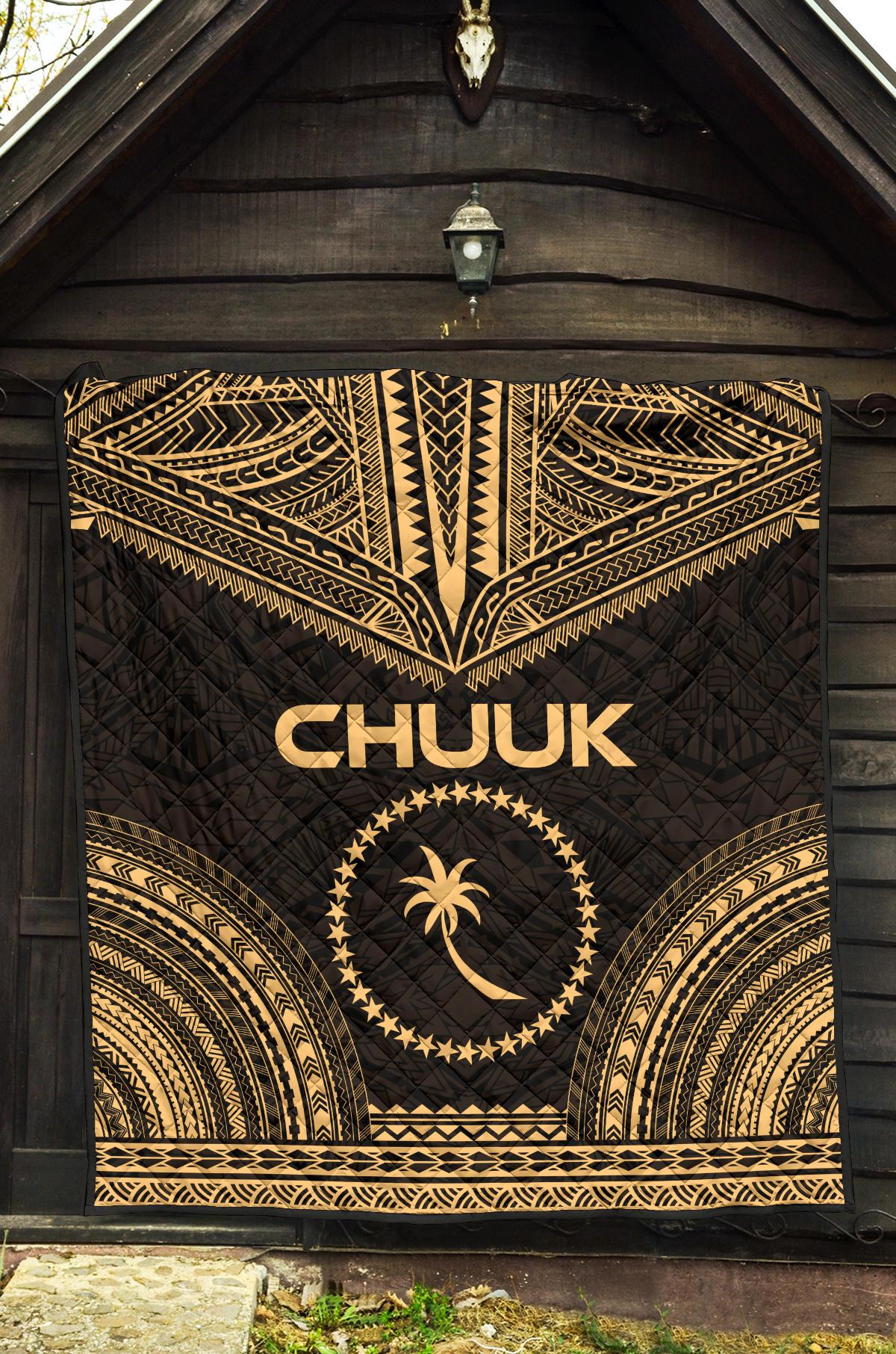 Chuuk Premium Quilt - Chuuk Flag Polynesian Chief Gold Version - Polynesian Pride