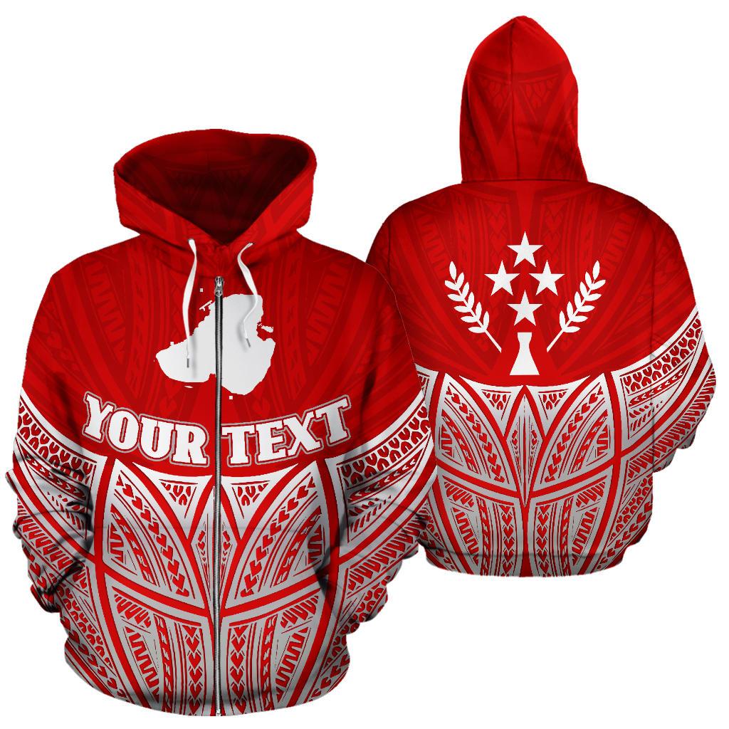 Kosrae Polynesian Custom Zip up Hoodie Red Pride Map and Seal Unisex Red - Polynesian Pride