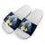 Federated States Of Micronesia Slide Sandals - Turtle With Plumeria Flowers - Polynesian Pride