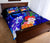 Polynesian Hawaii Quilt Bed Set - Kanaka Maoli Humpback Whale with Tropical Flowers (Blue) - Polynesian Pride