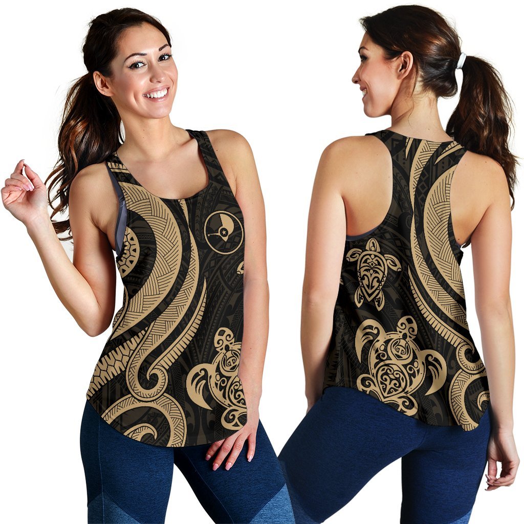 Yap Micronesian Women Racerback Tank - Gold Tentacle Turtle Gold - Polynesian Pride