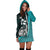 Yap Micronesian Women's Hoodie Dress Turquoise - Turtle With Hook - Polynesian Pride