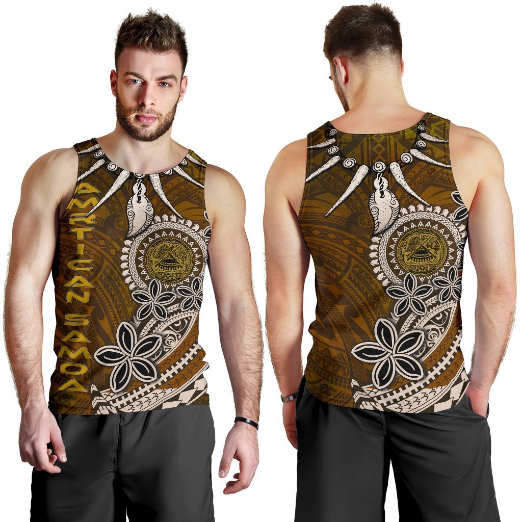 American Samoa Men Tank Top - Polynesian Boar Tusk Brown - Polynesian Pride