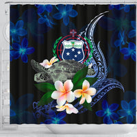 Samoa Polynesian Shower Curtain - Turtle With Plumeria Flowers - Polynesian Pride