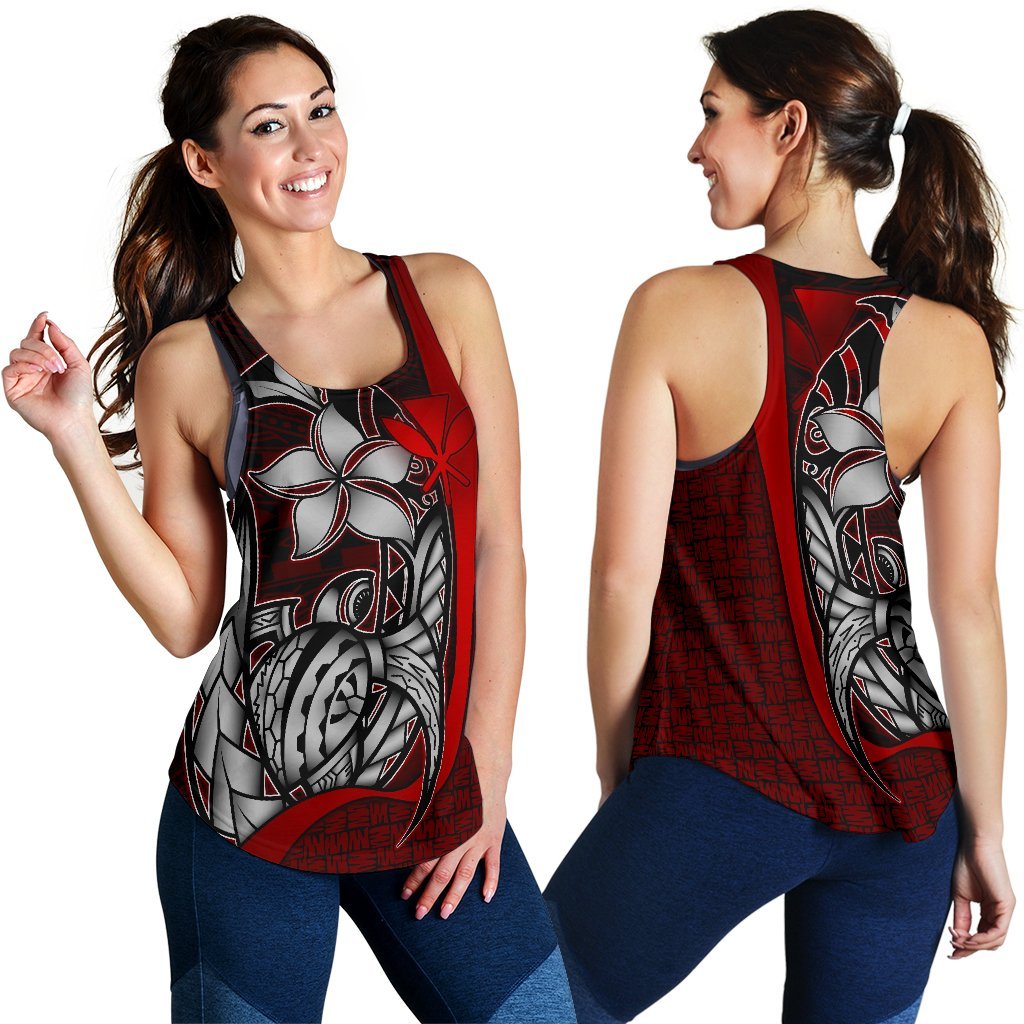 Polynesian Hawaii Women Racerback Tank Red - Turtle with Hook RED - Polynesian Pride