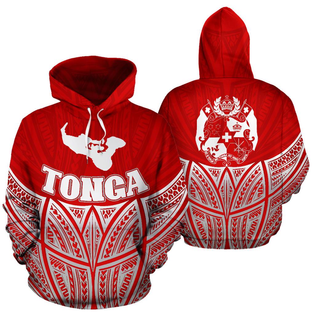 Tonga Polynesian Hoodie Red Pride Map nd Seal Unisex Red - Polynesian Pride