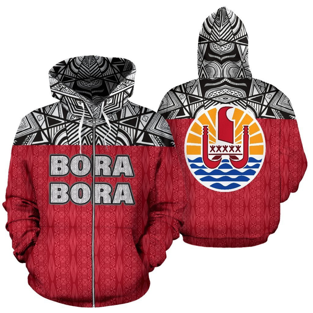 Bora Bora All Over Zip up Hoodie Polynesian Hoodie Version Unisex White - Polynesian Pride