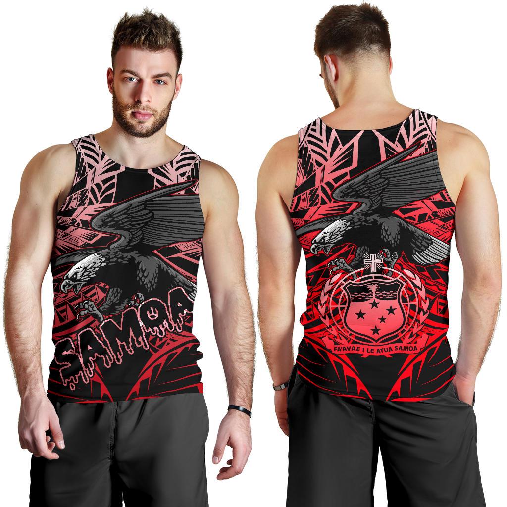 Samoa Polynesian Men's Tank Top - Eagle Tribal Pattern Red Red - Polynesian Pride