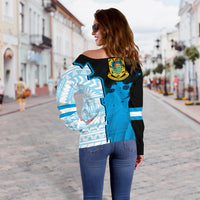 Tuvalu Women's Off Shoulder Sweater - Independence Day - Polynesian Pride