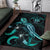 Niue Polynesian Area Rugs - Turtle With Blooming Hibiscus Turquoise - Polynesian Pride