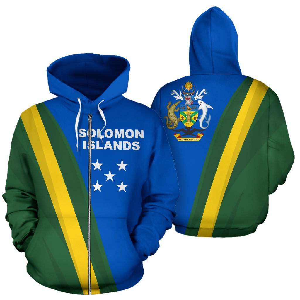 Solomon Islands Zip Hoodie, Special Version Unisex Blue - Polynesian Pride