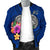 American Samoa Polynesian Men's Bomber Jacket - Floral With Seal Blue - Polynesian Pride