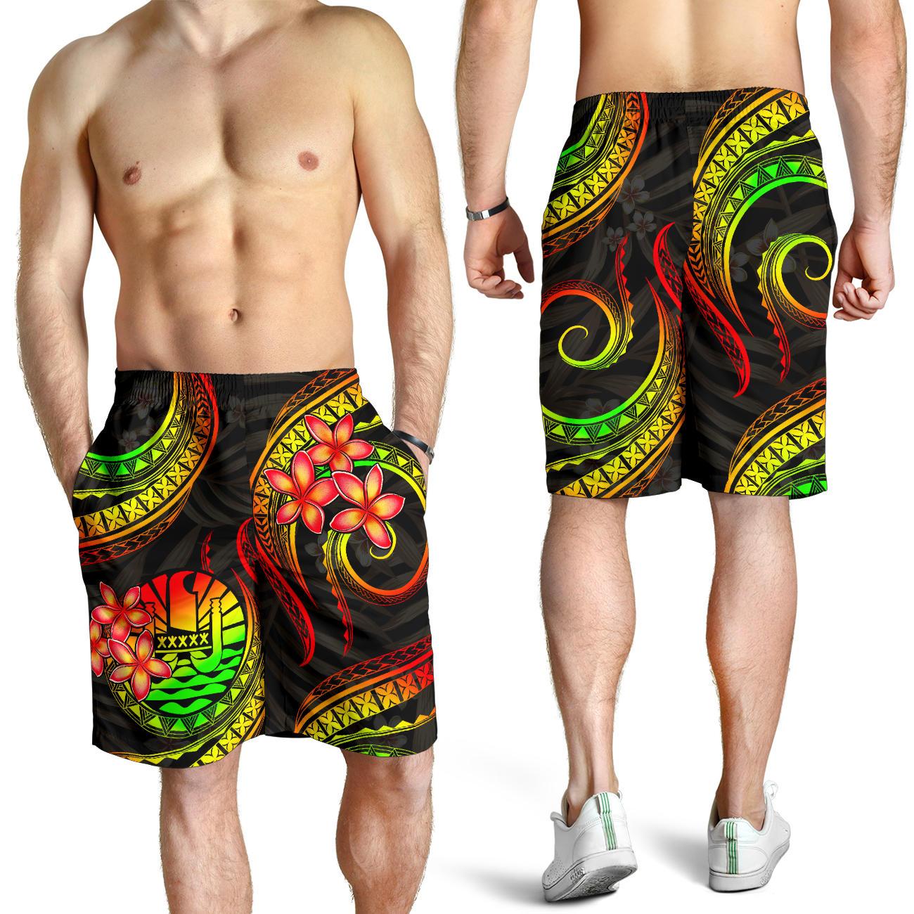 Tahiti Polynesian Men Shorts - Reggae Plumeria REGGAE - Polynesian Pride