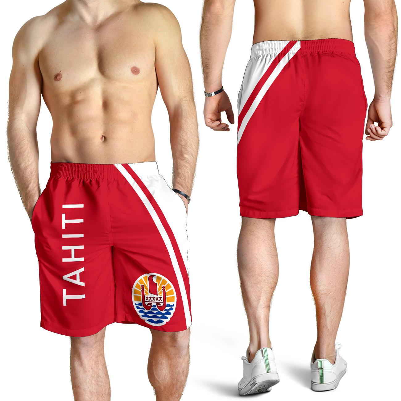 Tahiti Men's Short - Curve Version White Red - Polynesian Pride